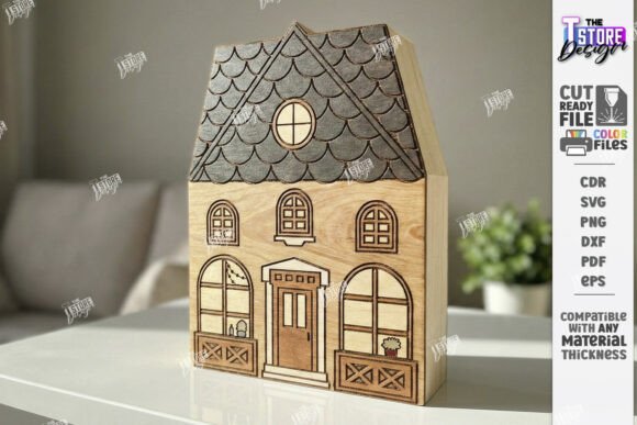 Download Wooden Miniature House Laser Cut DXF - Wood Collection