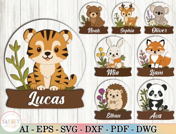 Download Woodland Animal Name Sign SVG Bundle - Wood Collection