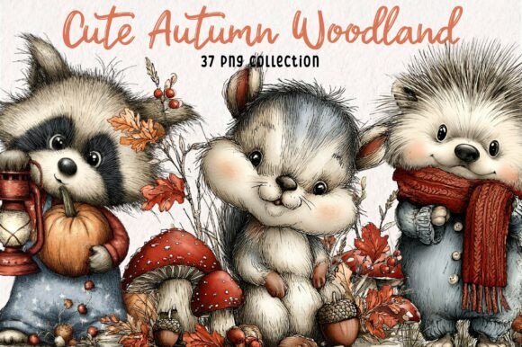 Download Cute Autumn Woodland PNG Clipart - Wood Collection