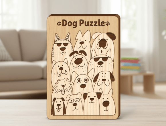 Download Cute Wooden Dog Puzzle Board Set - Wood Collection