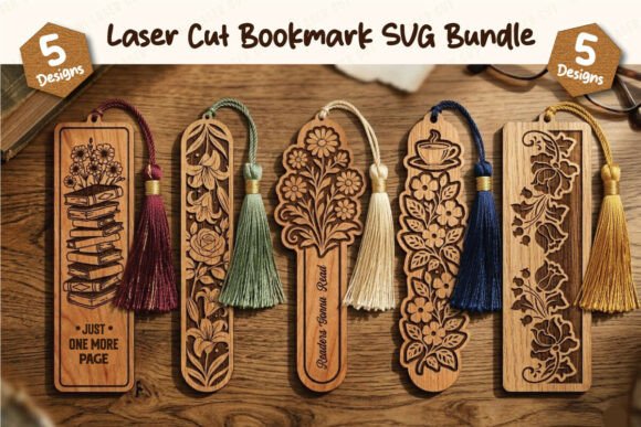 Download Premium Wooden Laser Cut Bookmark Bundle - Wood Collection