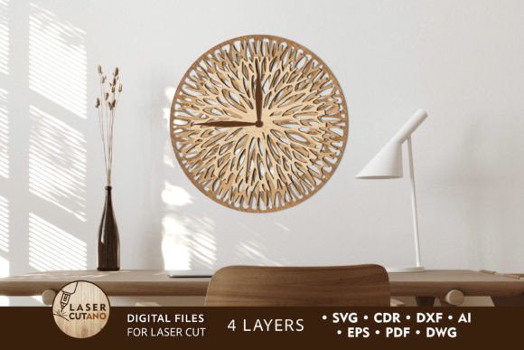 Download Wooden Wall Clock Cut Template - Wood Collection