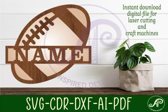 Download Football/ Rugby Ball Name Sign Svg Laser - Football Collection