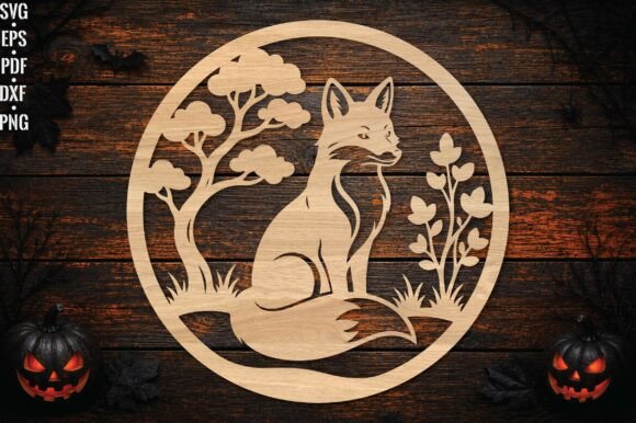 Download Fox Round Laser Cut SVG Woodland Sign - Wood Collection