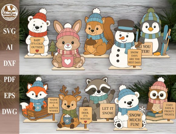 Download Winter Woodland Animal SVG Bundle - Wood Collection