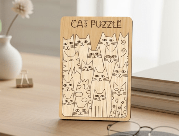 Download Cute Wooden Cat Puzzle Board Set - Wood Collection