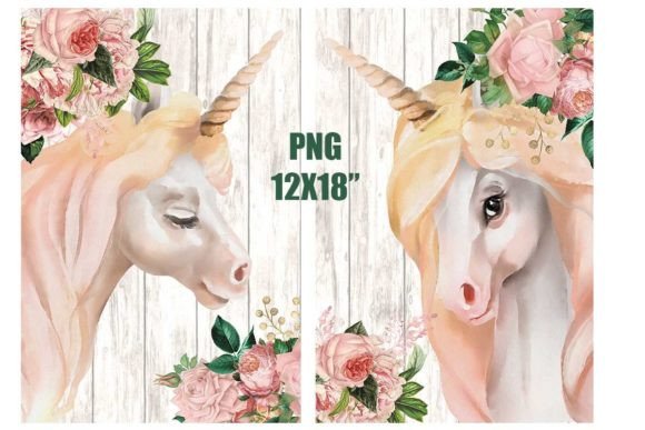 Download Unicorn Wall Art on Wood with Flowers - Wood Collection