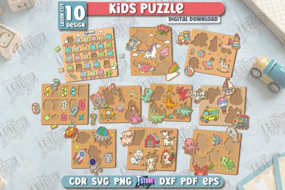 Download Kids Wooden Puzzle Laser Cut Bundle |CNC - Wood Collection