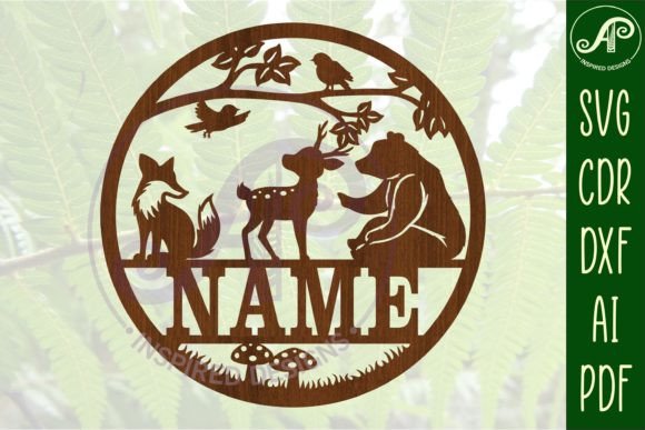 Download Woodland Animal Name Sign SVG File - Wood Collection