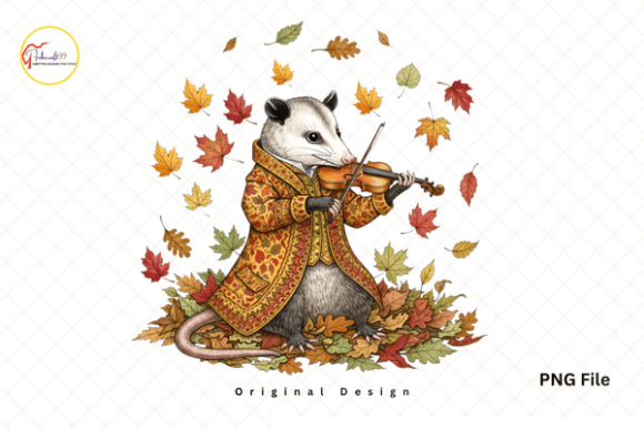 Download Autumn Woodland Violinist Opossum PNG - Wood Collection